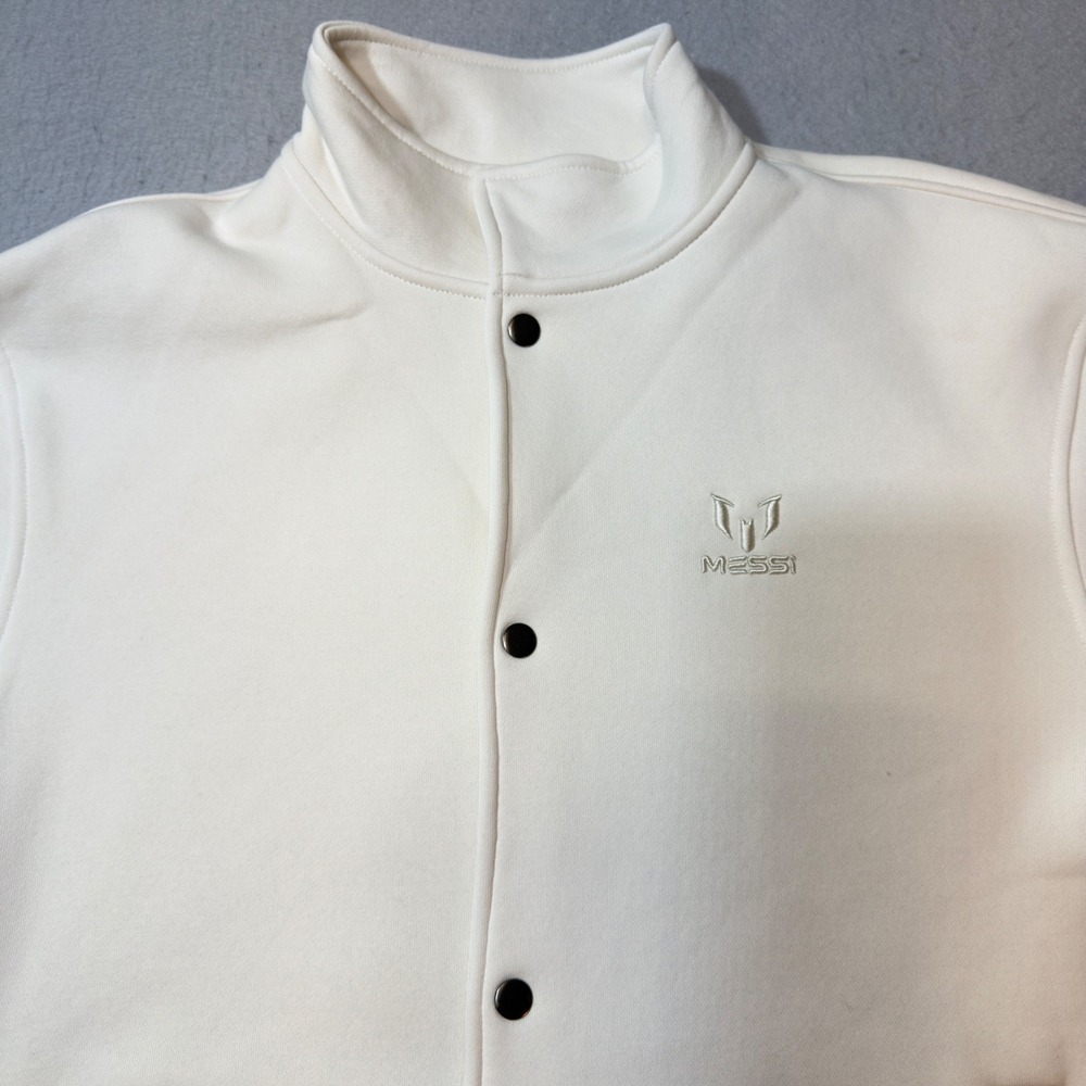 Messi Collection Bomber Jacket Mens L Beige NEW MMJ0415USJ Snap Front‎ Mock Neck
